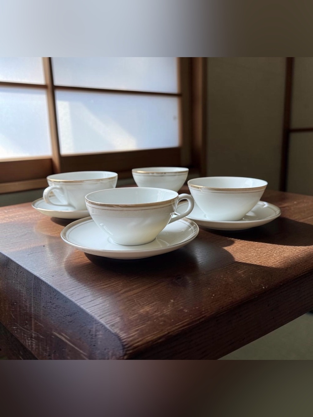 Vintage Royalton China Golden Elegance Translucent Porcelain Teacups and Saucers